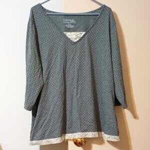 EUC ~ Cacique Intimates Polka Dotted Sleep Shirt with Lace Accents (Size: 22/24)